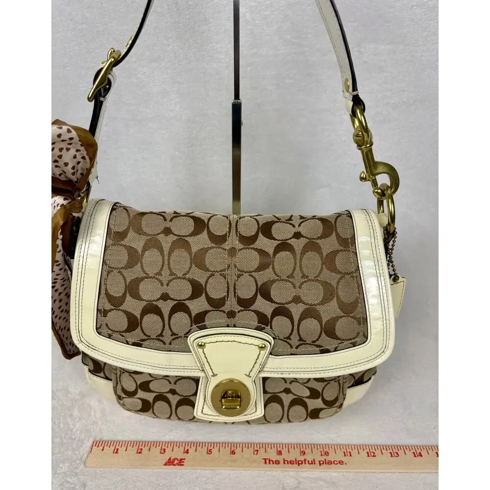 Coach Vintage Y2K Legacy Signature Slim Flap Shoulder Bag with Scarf - Picture 13 of 16